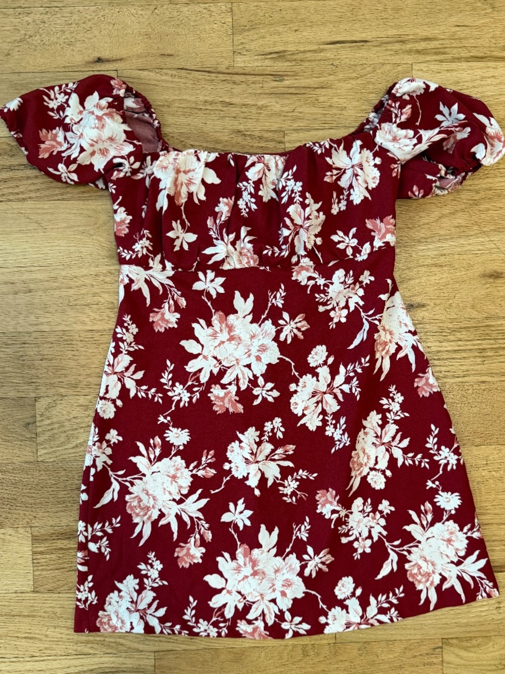 NWT Abercrombie & Fitch Red Floral Off Shoulder Corset Mini Dress S